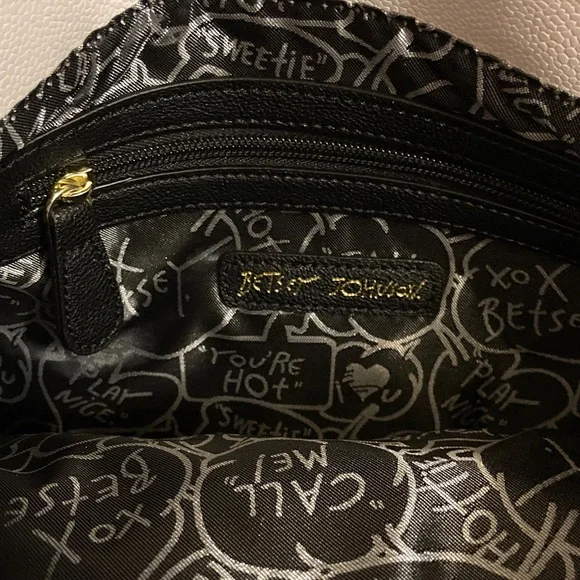 Betsey Johnson NEW Large Black & White Floral Stripe Tote Hard to Find! RaRe! - Picture 12 of 12